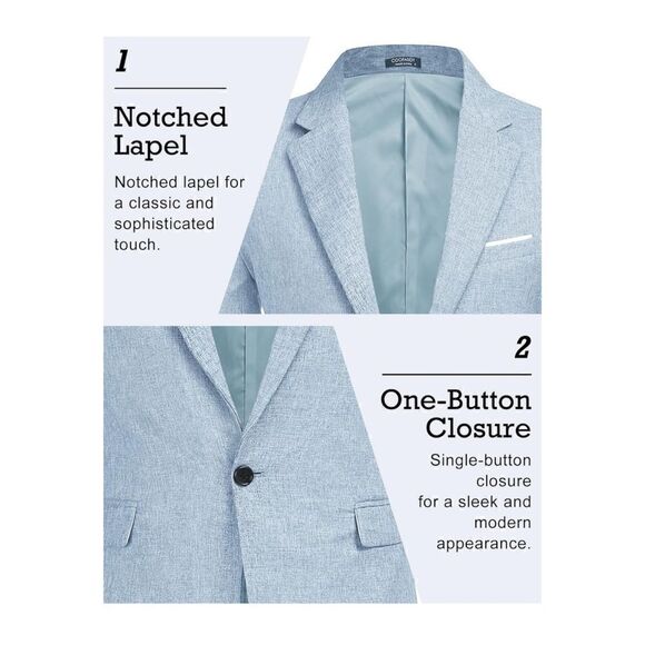 COOFANDY Men's Blazer Casual Sport Coats Slim Fit One Button Suit Jacket - Picture 14 of 16